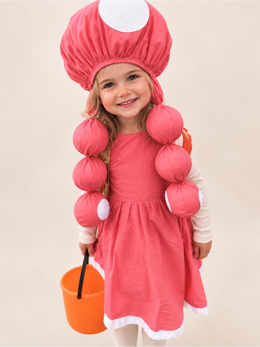Toddler Girl Toadette Pink Mushroom Costume Dress - Mario Family Costume 3T 4T
